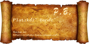 Platzkó Benő névjegykártya